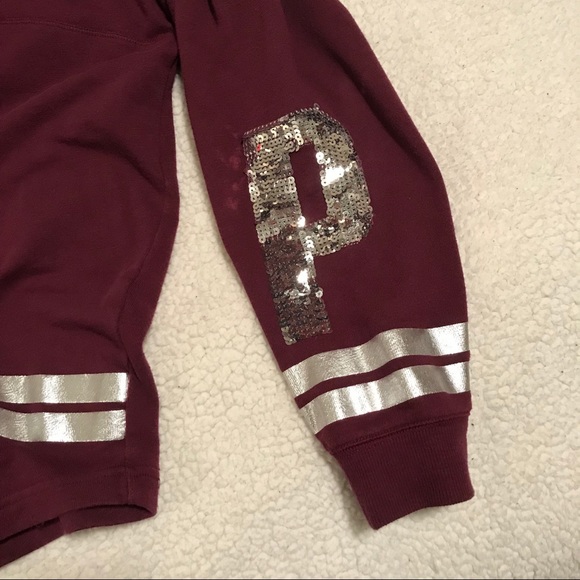 PINK Maroon Jersey Top w/ Sequins - Picture 2 of 5